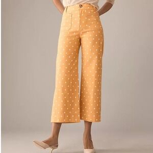 Maeve The Colette Anthropologie Orange Polka Dot Wide Leg Pants Size 32